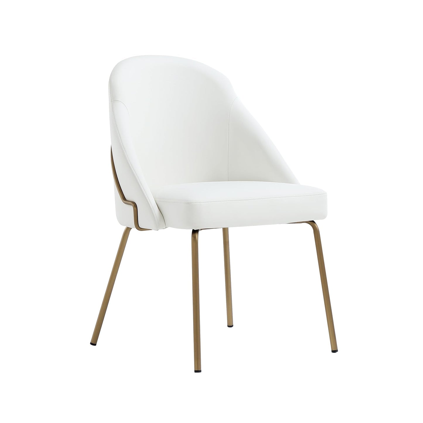 Manhattan Comfort Gracie Modern Faux Leather Dining Chairs, Upholstered Leatherette Seat, Steel Legs, High-Density Foam, Comfortable & Stylish Kitchen and Dining Room Chairs, Set of 2, White and Gold