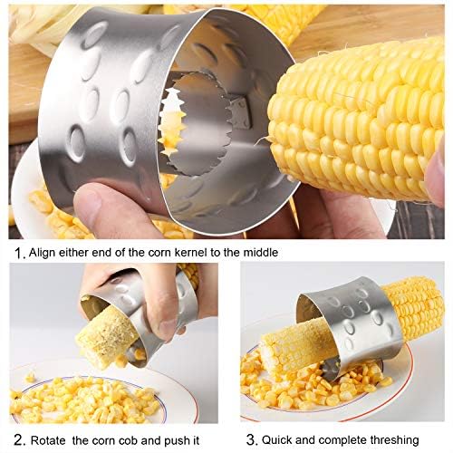 Corn Stripper Cutter Stainless Steel Corn Peeler Corn Stripping Tool for Home Kitchen with Serrated Blade