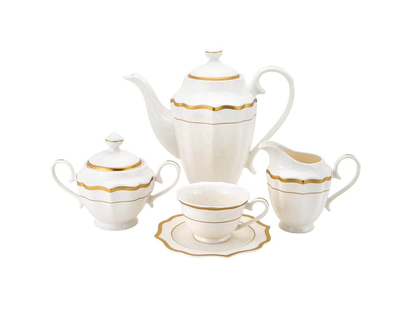 Euro Porcelain 57-pc Banquet Dinnerware Set, Luxury Bone China Tableware, Service for 8 (2MP) (6664-20)