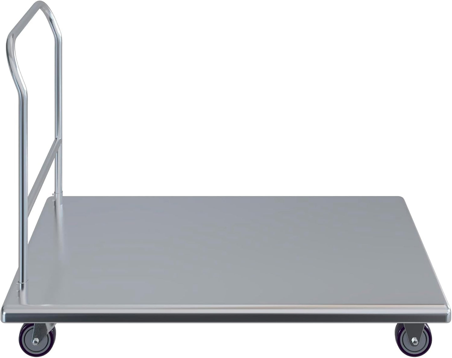 Express-KitchQuip Stainless Steel Platform Cart – 24" W x 48" L x 32" H | Heavy-Duty Flatbed Push Dolly with Handle | Utility Transport Cart for Commercial Kitchens, Warehouses, and Storage