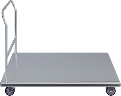 Express-KitchQuip Stainless Steel Platform Cart – 24" W x 48" L x 32" H | Heavy-Duty Flatbed Push Dolly with Handle | Utility Transport Cart for Commercial Kitchens, Warehouses, and Storage
