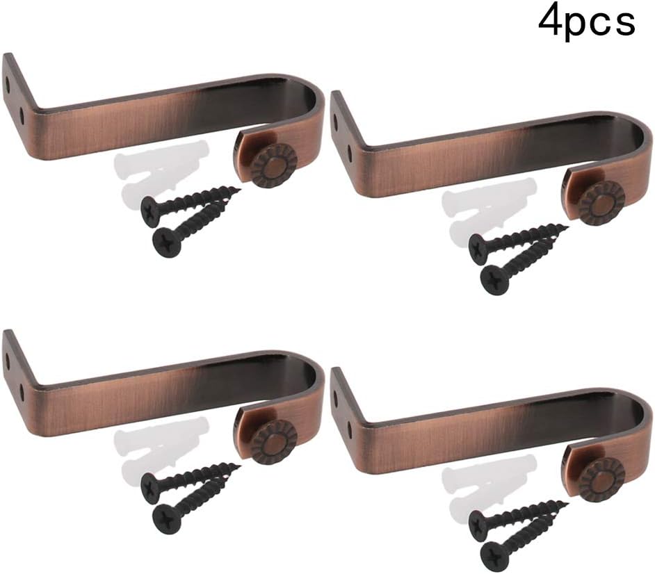 MroMax 4Pcs Curtain Rod Bracket - 85 X 35 X 20mm Wall-Mounted Iron Single Holder for 22mm Drapery Rod (Copper Red)