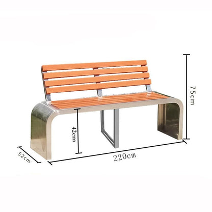 FYorbitH bancas de Patio Exterior Park Outdoor Bench with Backrest Stainless Steel Seat Wooden Brown Color