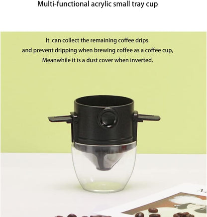 Reusable Paperless Coffee Filter Cone, Coffee Dripper with Foldable Holders for Home, Travel, and Camping, Black