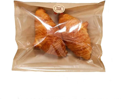 Nanaiche Packaging (100 (8.3 9.8 inches) Kraft Bread Bag Bakery Bags with Window Toast bag Toast Paper Bag Kraft Bread
