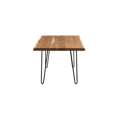 Alaterre Furniture Live Edge Wood Coffee Table with Hairpin Metal Legs – Rustic Modern Farmhouse Living Room Table with Acacia Wood Top (48 Inch)