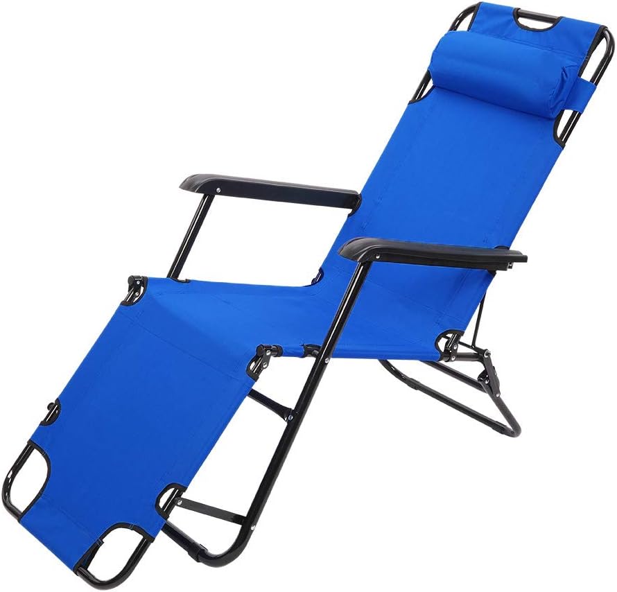 Kcelarec Portable Folding Camping Reclining Chairs, Outdoor Lounge Chairs, Reclining Beach Patio Chaise Pool Lawn