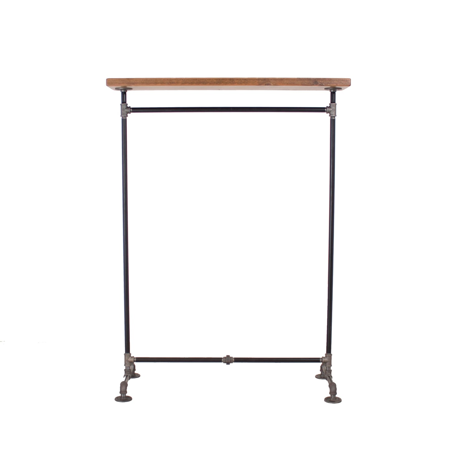 William Roberts Vintage Industrial Pipe Clothing Rack with Solid Wood Top Shelf, Black, 43" W x 64" H x 17" D