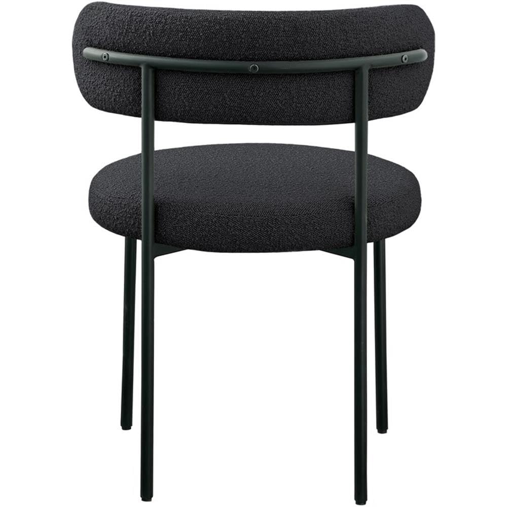 Meridian Furniture 880Black-C Beacon Collection Modern | Contemporary Boucle Fabric Upholstered Dining Chair with Matte Black Metal Frame, 22" W x 21" D x 30" H, Black, Set of 2