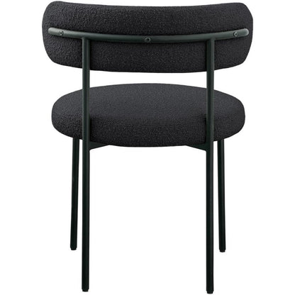 Meridian Furniture 880Black-C Beacon Collection Modern | Contemporary Boucle Fabric Upholstered Dining Chair with Matte Black Metal Frame, 22" W x 21" D x 30" H, Black, Set of 2