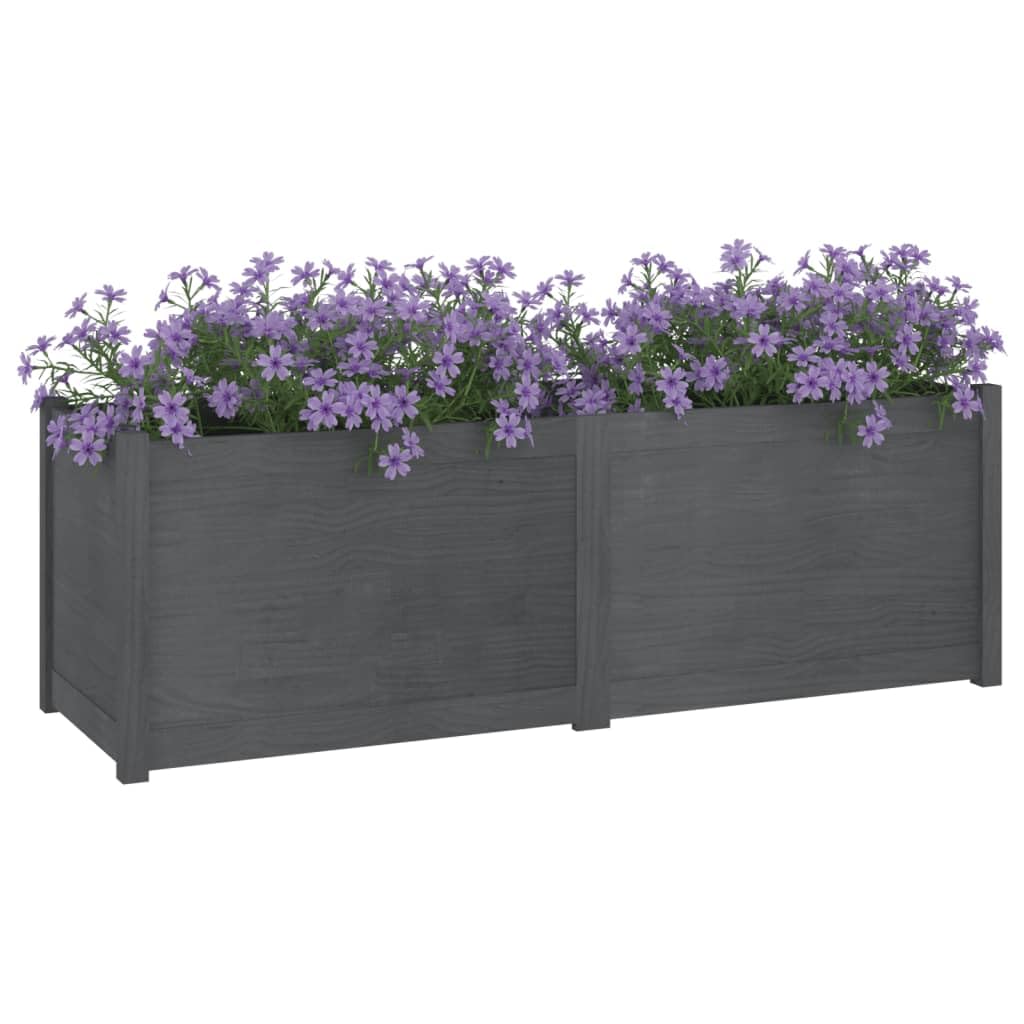 Foknhdi 59.1 x 19.7 in Solid Pinewood Raised Garden Bed, Grey Rectangular Outdoor Planter Box, Large Flower Pots for Patio, Terrace, Backyard Herb Garden