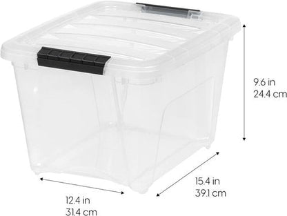IRIS USA 19 QT Plastic Storage Box - BPA-Free, Durable See-Through Containers - 4 Pack, Clear with Lids & Latches