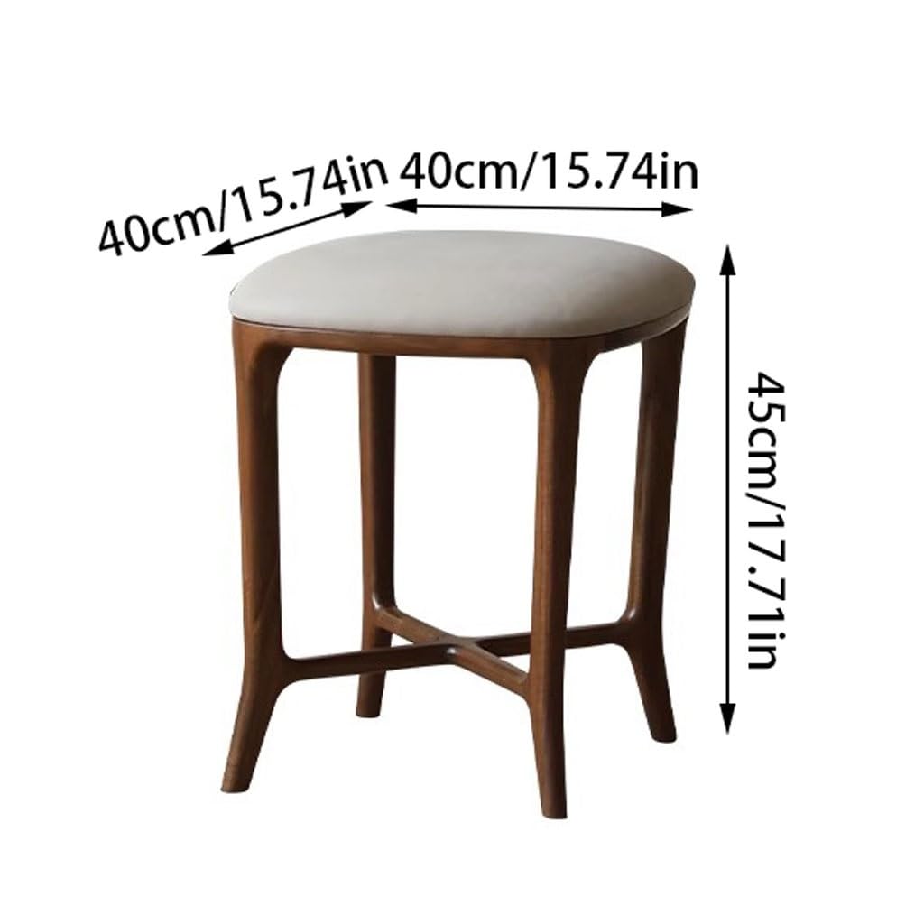 ASWAD Vanity Stools Solid Wood Dressing Stool, Soft Bag Stool, Bedroom Dining Table Stool, Household Simple Picnic Stool, Wooden Stool Small Footstool