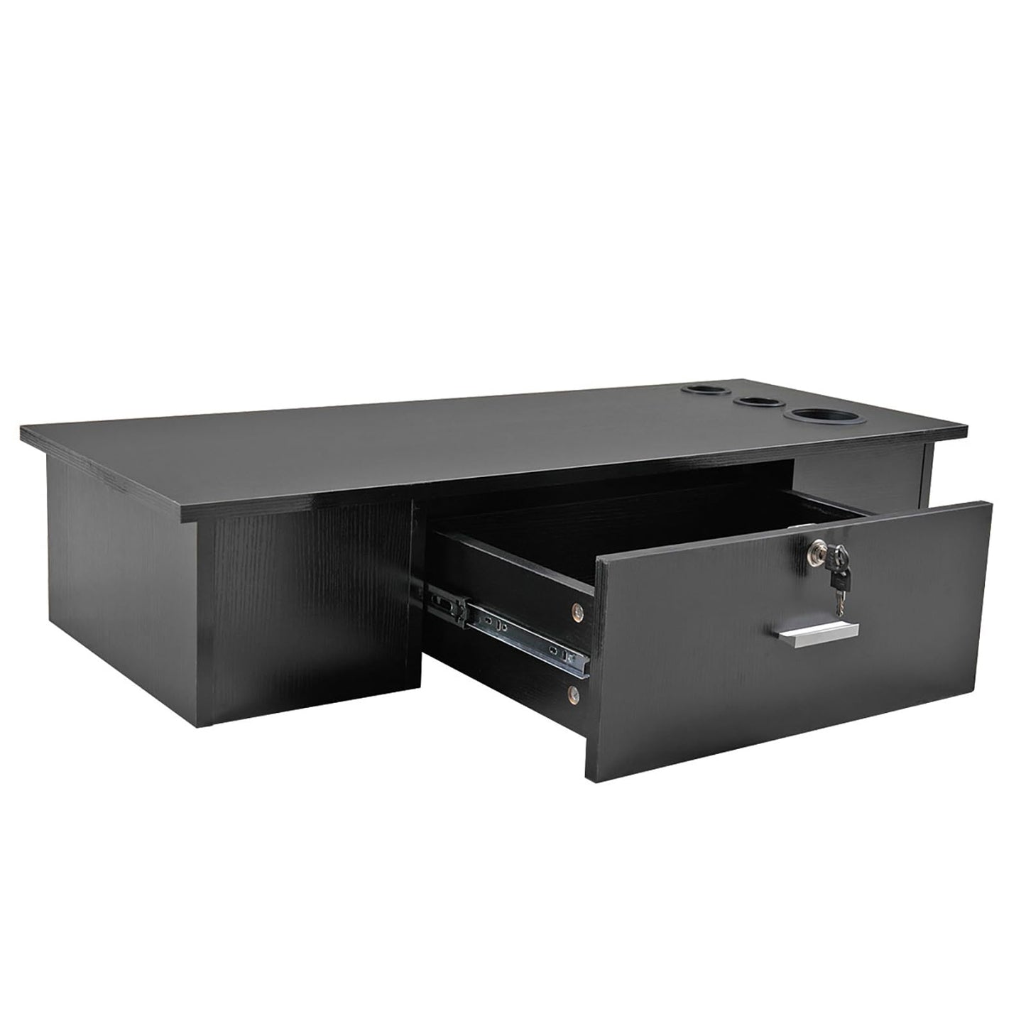 Generic Classic Wall-Mounted Styling Barber Salon Station Locking Cabinet Storage Equipment, Black