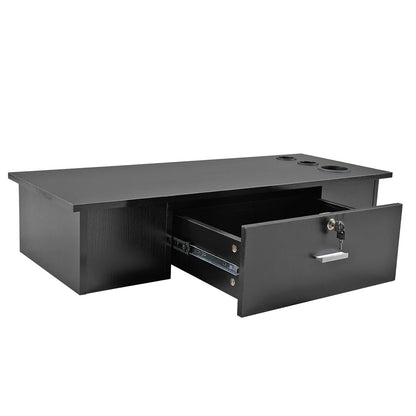 Generic Classic Wall-Mounted Styling Barber Salon Station Locking Cabinet Storage Equipment, Black