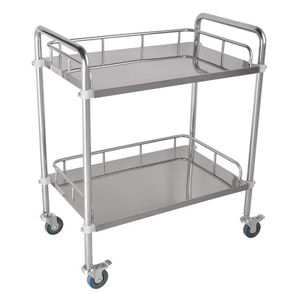 Utility Rolling Cart, Stainless Steel 2-Tier Tray Trolley, Versatile Serving Cart for Kitchen, Medical Use, Hospitals, Hotels, and Care Homes