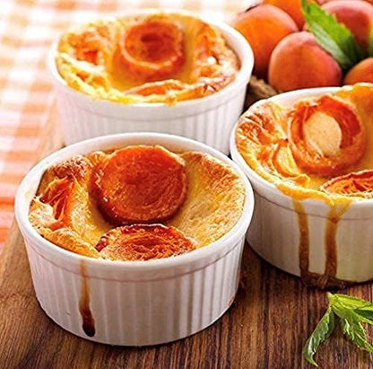Porcelain Ramekins 4 oz Oven Safe, Small Souffle Dishes for Baking, Set of 6 Ceramic White Mini Bowls