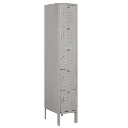 Salsbury Industries 65155GY-U Five Tier Box Style 12-Inch Wide 5-Feet High 15-Inch Deep Unassembled Standard Metal Locker, Gray