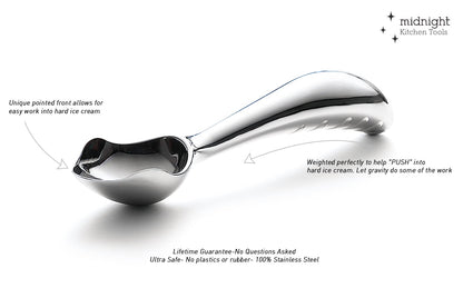 Midnight Scoop - Ergonomic Stainless Steel Ice Cream Scoop | Heavy-Duty, Easy-to-Use, and Dishwasher-Safe | Professional Grade, Handcrafted Design