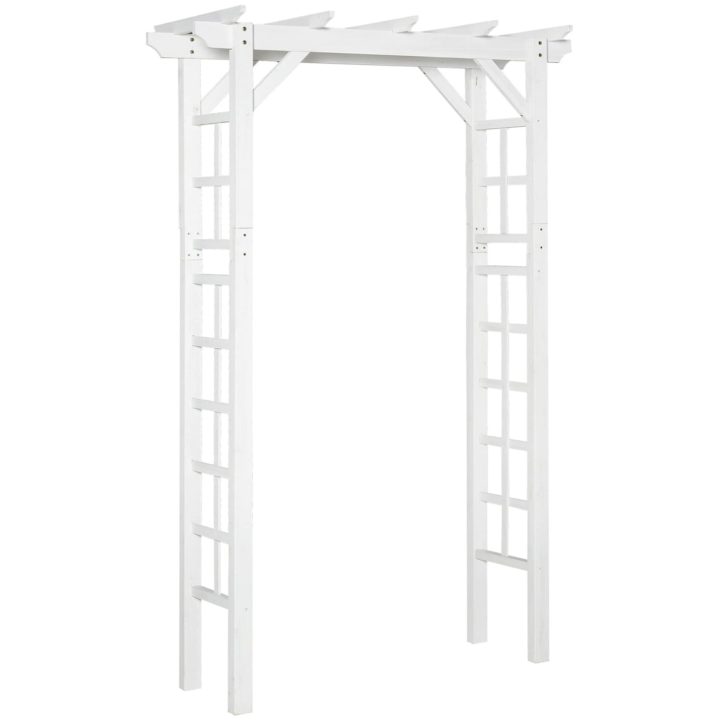 85" Wooden Garden Arbor for Wedding Ceremony, White Outdoor Arch Trellis for Climbing Vines, Heavy Duty Wood Frame for Garden, Patio, Backyard Decor