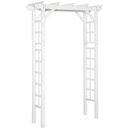 85" White Wooden Garden Arch with Trellis, Outdoor Arbor for Climbing Vines, Heavy Duty Wood Frame Trellis for Roses, Wisteria, Cucumbers, Backyard Patio Decor
