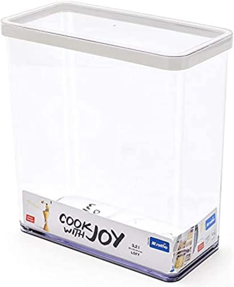 Loft Rectangular Storage Box 3.2L with Lid and Seal, BPA-Free Plastic, Transparent/White