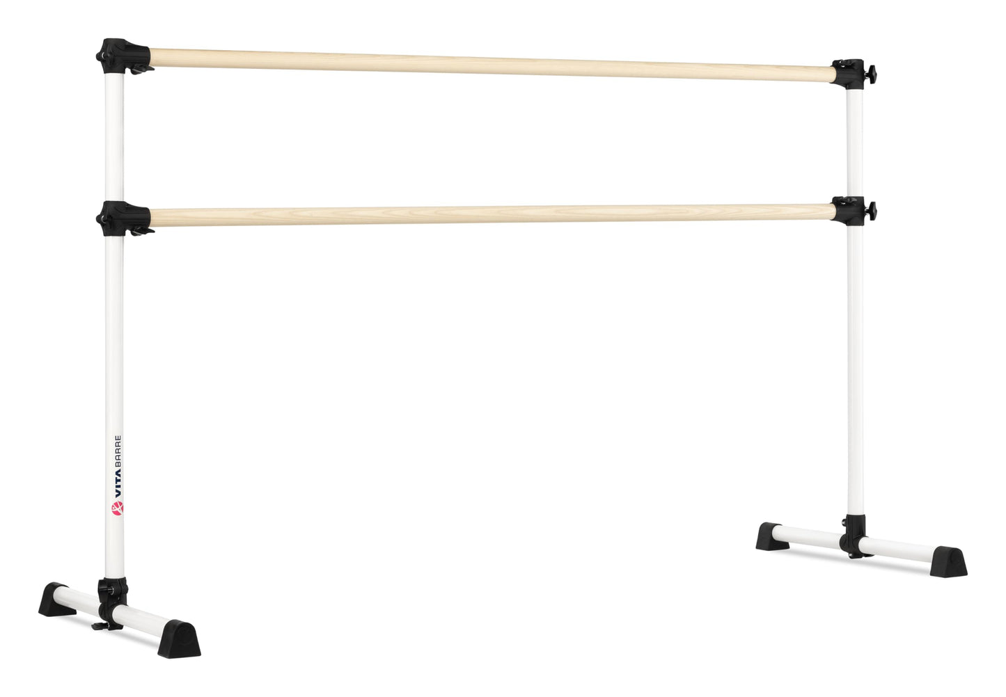 VITA Barre Portable Freestanding Double Ballet Barre, Prodigy, 6 Ft Bars, White | Adjustable Height, USA Made, Home or Gym Exercise Equipment for Kids & Adults | Dance, Fitness, Pilates