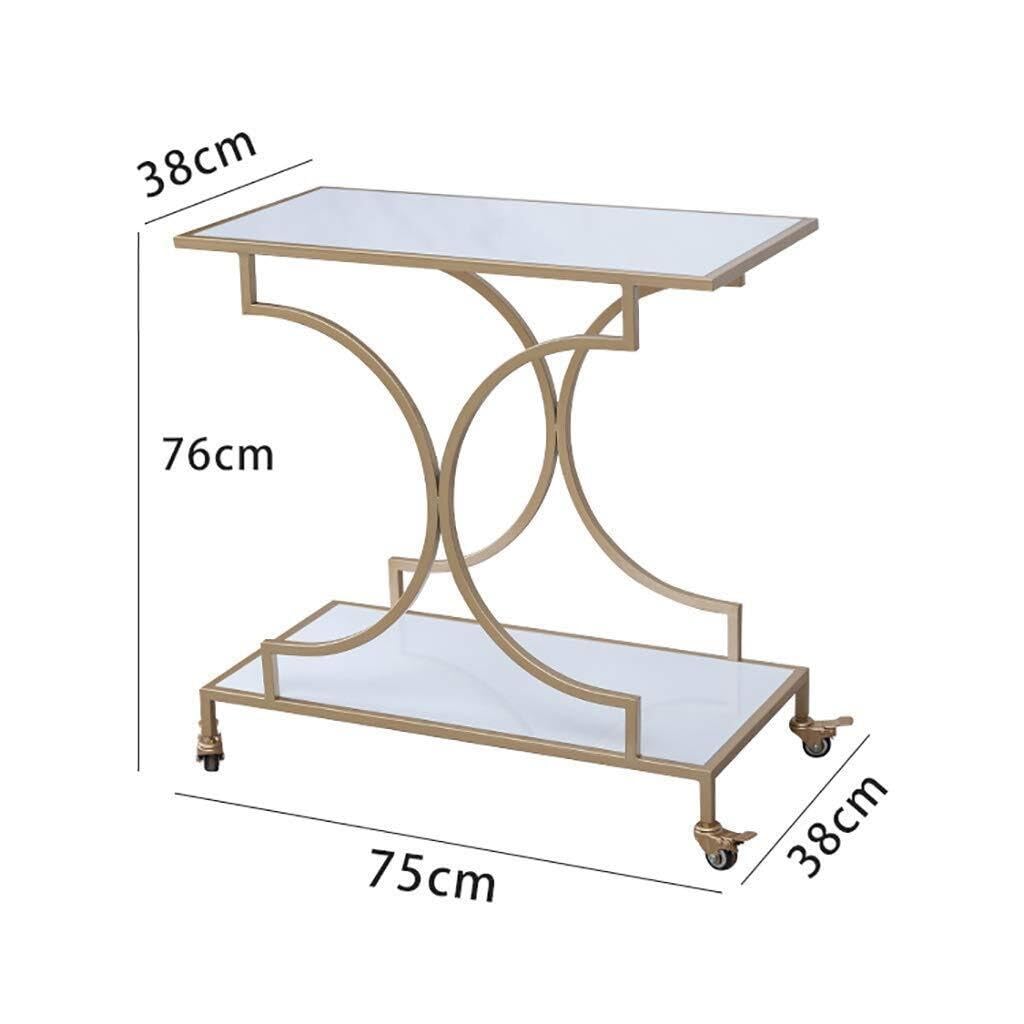 XYWGBMS 2-Layer Metal Service Trolley with White Marble Slab & Gold Nano-Coated Handrail, Multi-Function Cart for Kitchen, Hotel, Bar