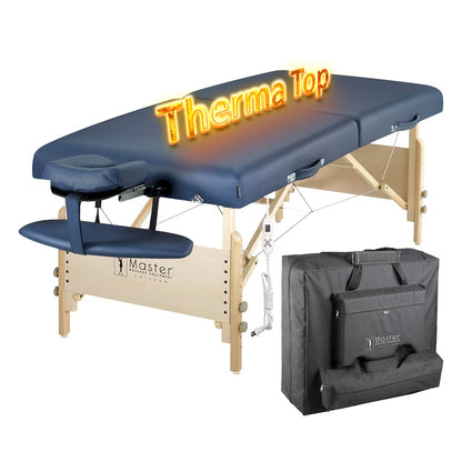 Master Massage Coronado Therma Top™ Portable Massage Table Heated with Warming Top and 3-Inch Foam Cushioning- Tattoo Bed, Lash Table- Royal Blue (30” x 84”)