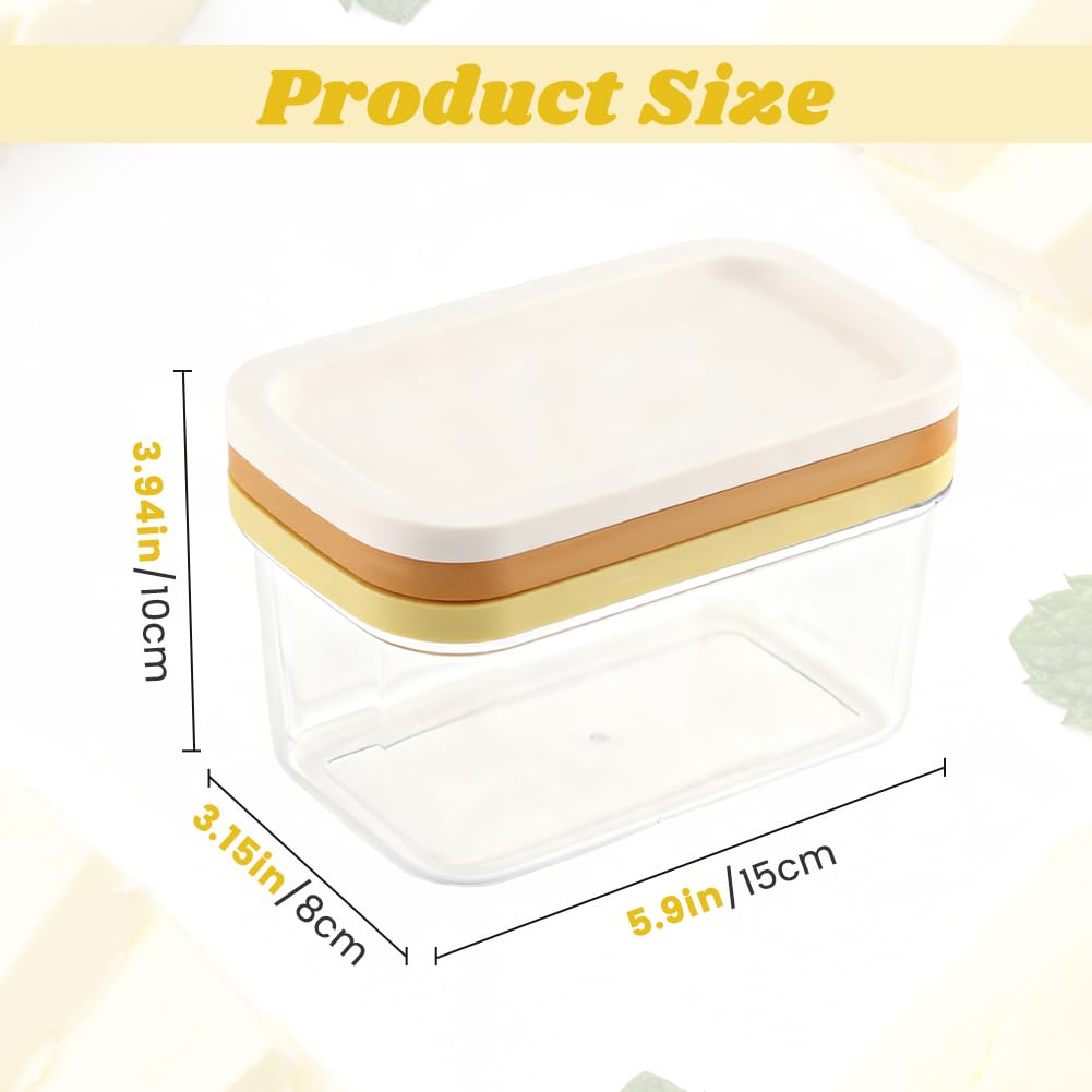 Butter Slicer Cutter Dish Keeper with Double Layer Stainless Steel Cutter Slicer, Airtight Butter Slicer Storage Case with Lid for Home Kitchen Fridge, Easy Cutting(SIZE:450g)