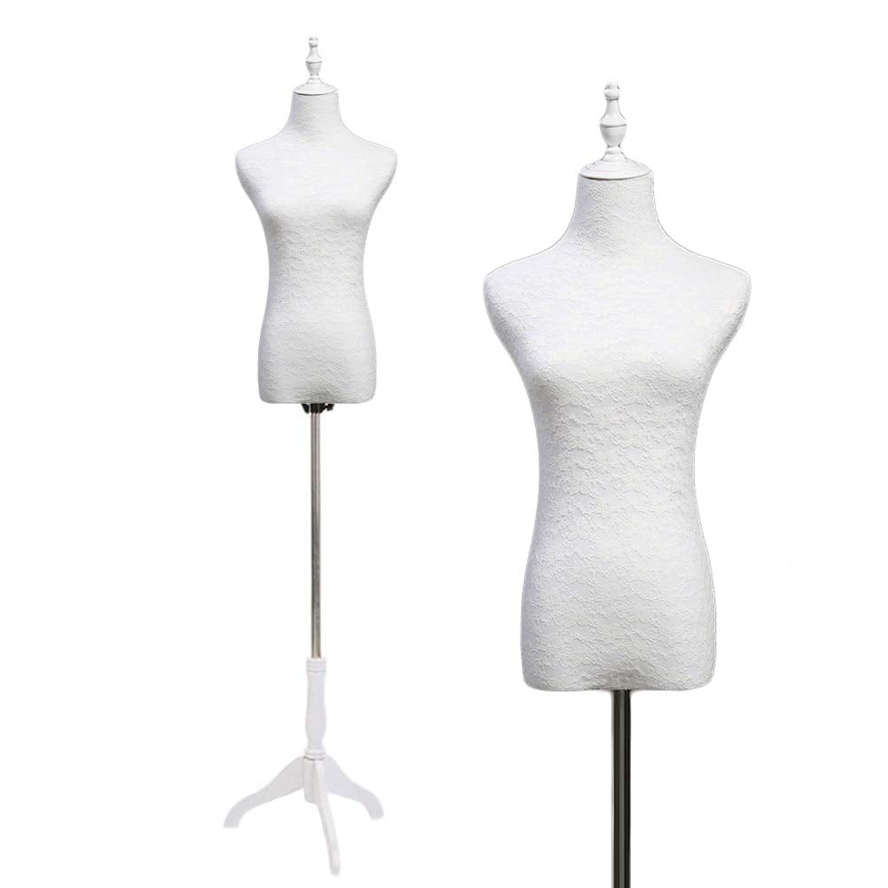 Female Tailors Dummy Mannequin Torso Mannequin Stand, Female Mannequin Dress Form Torso with Black Metal Base and Neck Cap - Premium le Women's Clothing Dress Display Sewing Dummy