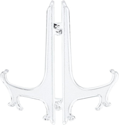 uxcell 6Pcs 6.8" Plastic Folding Easel Plate Holder, Clear Display Stand for Decorative Plates, Picture Frame