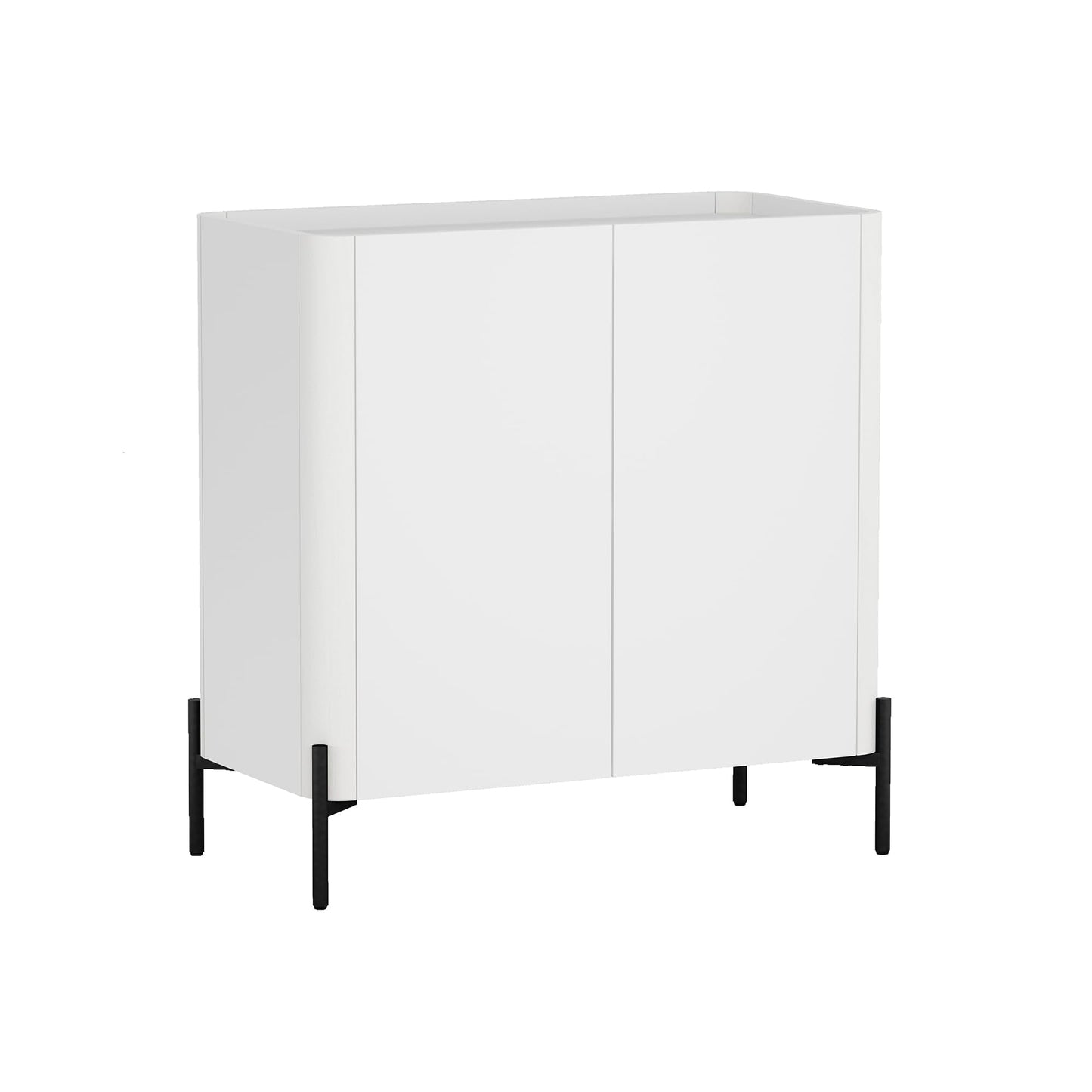 Manhattan Comfort Abbey Accent Cabinet with Doors, Tray Top Design and Adjustable Shelves, Sleek Modern Storage Furniture for Dining Area, Living Room Entryway, White
