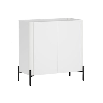 Manhattan Comfort Abbey Accent Cabinet with Doors, Tray Top Design and Adjustable Shelves, Sleek Modern Storage Furniture for Dining Area, Living Room Entryway, White