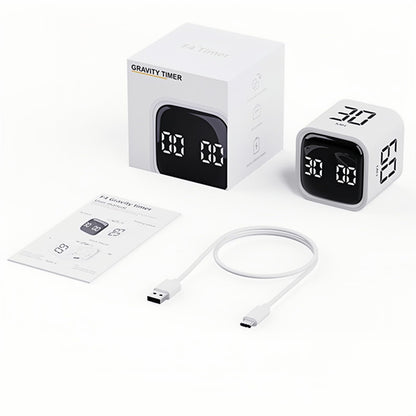 Teknoluzor Digital Cube Pomodoro Timer Desk Rechargeable Productivity Timer 5/10/30/60min & Custom Countdown, Vibration & Adjustable Sound Alarm,for Task Work Kitchen ADHD Kids Studying (Black)
