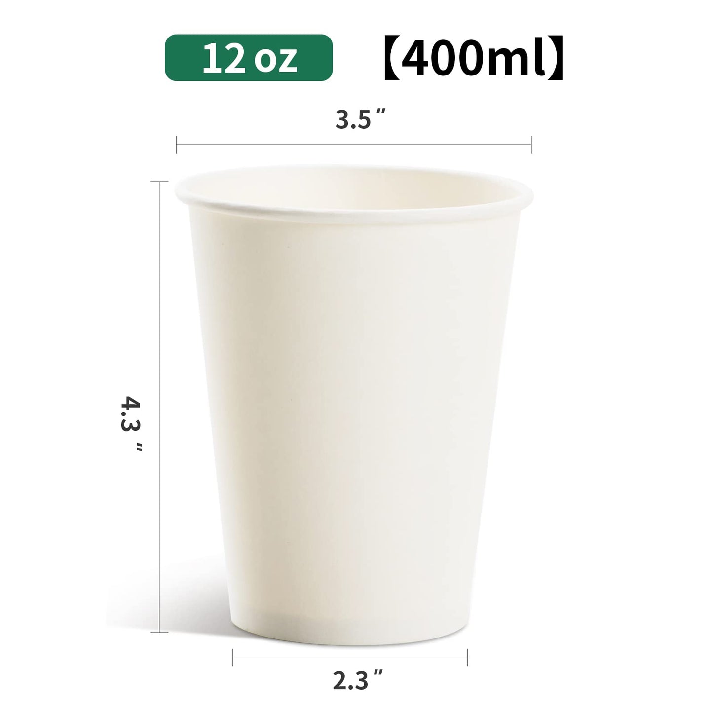 RACETOP Hot Paper Coffee Cups 12 oz [300 Pack], Disposable Coffee Cups 12 oz, Upgraded Weight Of Paper, White