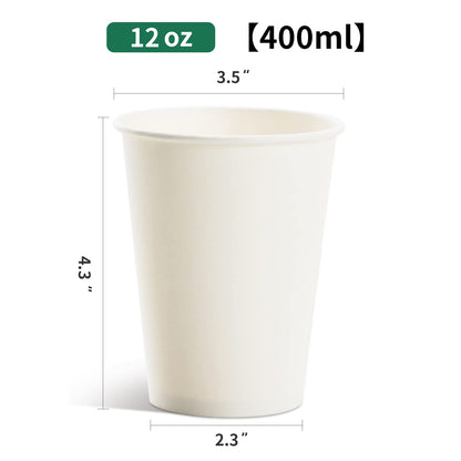 RACETOP Hot Paper Coffee Cups 12 oz [300 Pack], Disposable Coffee Cups 12 oz, Upgraded Weight Of Paper, White