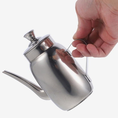 Amosfun Stainless Steel Oil Pot with Filter Strainer 14Oz Cooking Oil Container for Grease Storage and Used Collection with Anti-Scald Handle Kitchen Dispenser