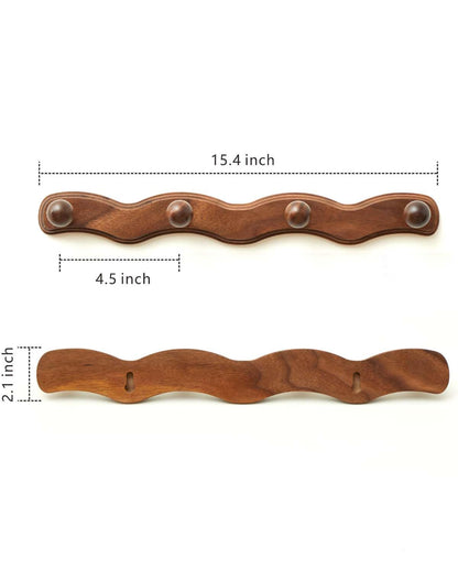 Wood Coat Rack Wall Mount - 4Pack Walnut Coat Hooks for Hanging Clothes,Keys, Robes,Purse,Towels,Bags,Backpack, Modern Decorative Wall hooks Heavy Duty Hanger Organizer for Bathroom,Entryway & Bedroom
