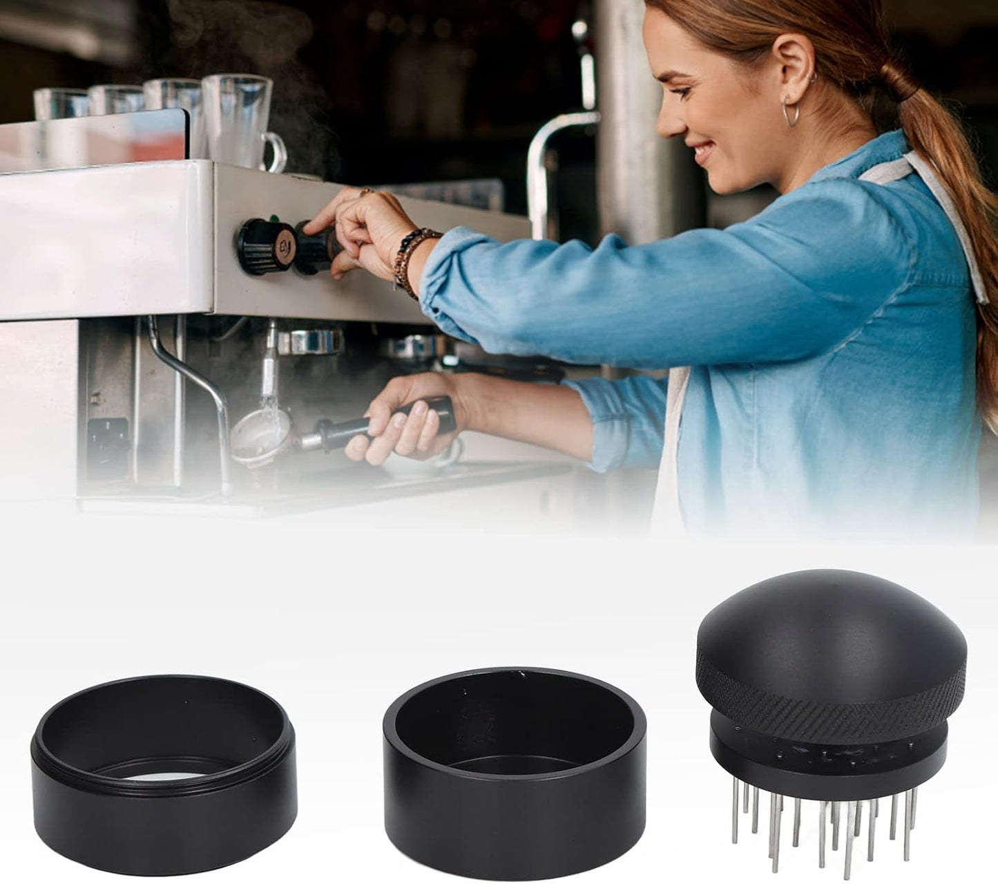 Stainless Steel Espresso Coffee Stirrer - Needle Coffee Stirring Distribution Tool with Base for Professional Barista