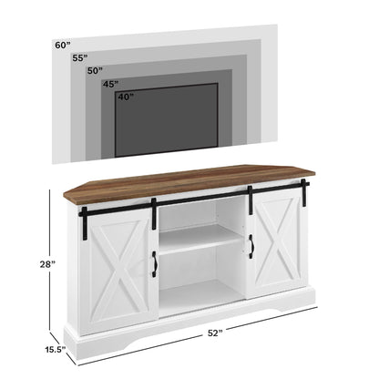 Walker Edison Everette Modern Farmhouse Double Sliding X Barn Door TV Stand for TVs up to 58 Inches 52 Inch Reclaimed Barnwood and Solid White