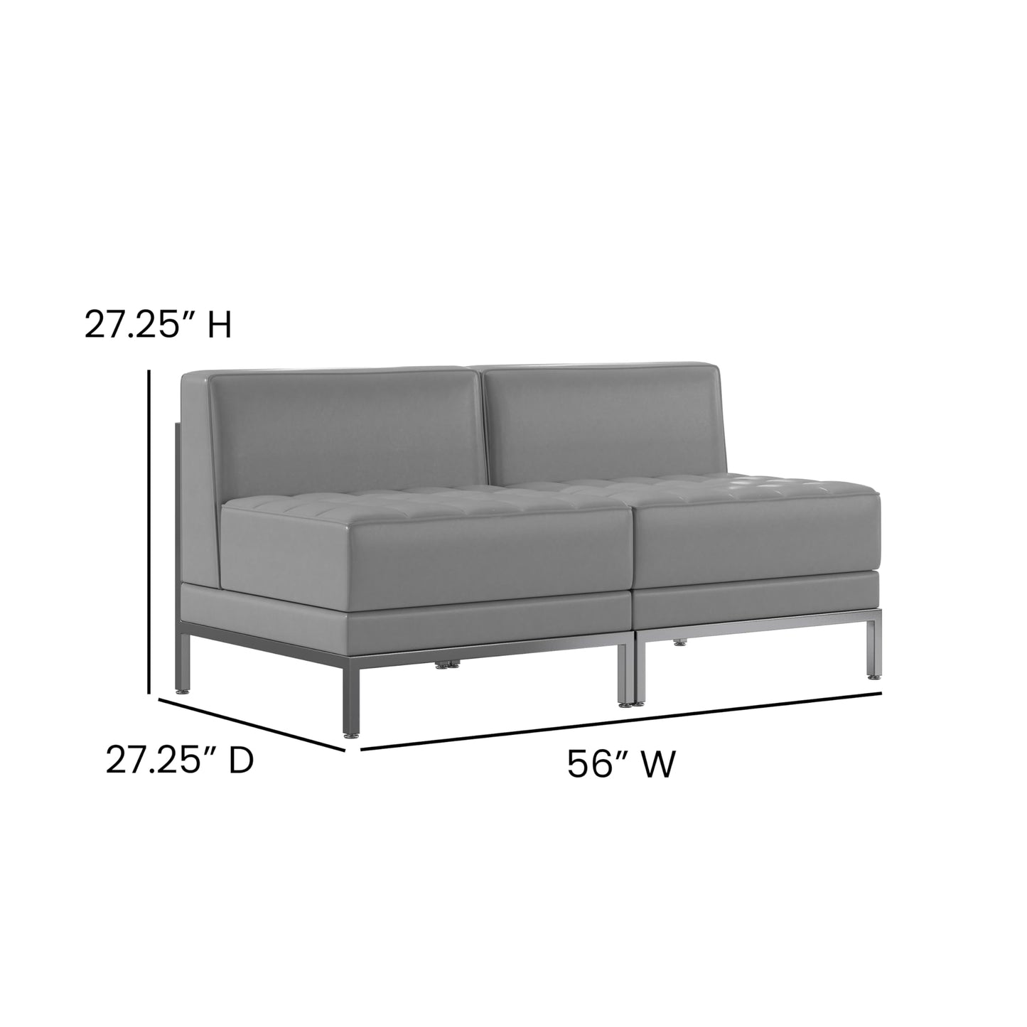 Flash Furniture HERCULES Imagination Series 2 Piece Gray LeatherSoft Waiting Room Lounge Set - Reception Bench