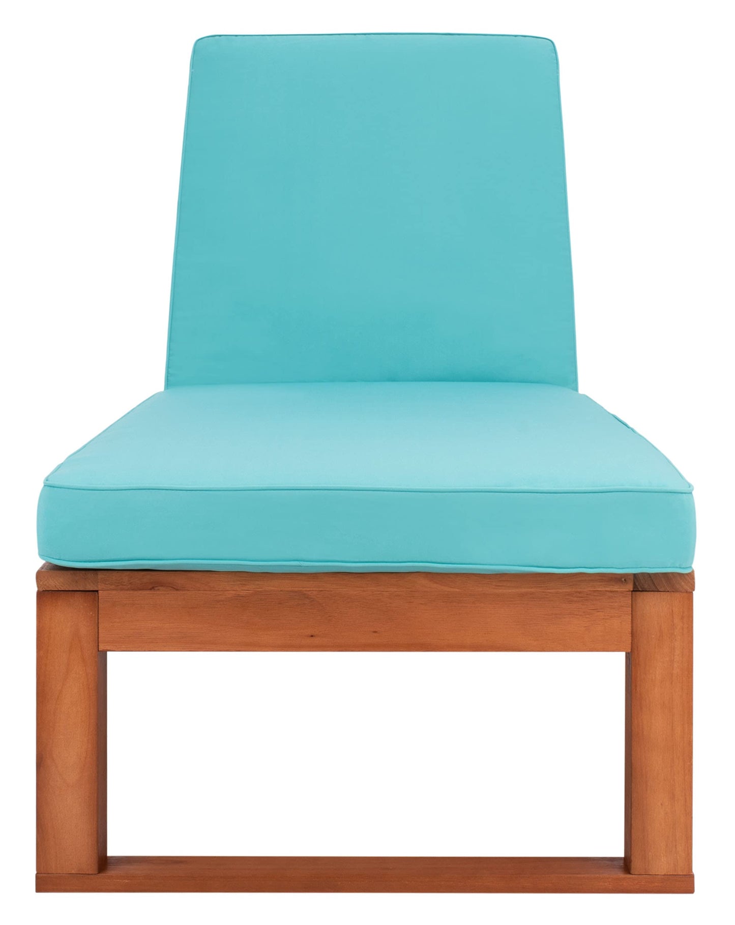 SAFAVIEH Outdoor - Solano Chaise Lounge Chair - Brown & Aqua - Solid Wood with Cushion - Adjustable Backrest Design - Ideal for Patio, Deck, Poolside, Backyard, 81"W x 31.5"D x 12"H (PAT7024Q)