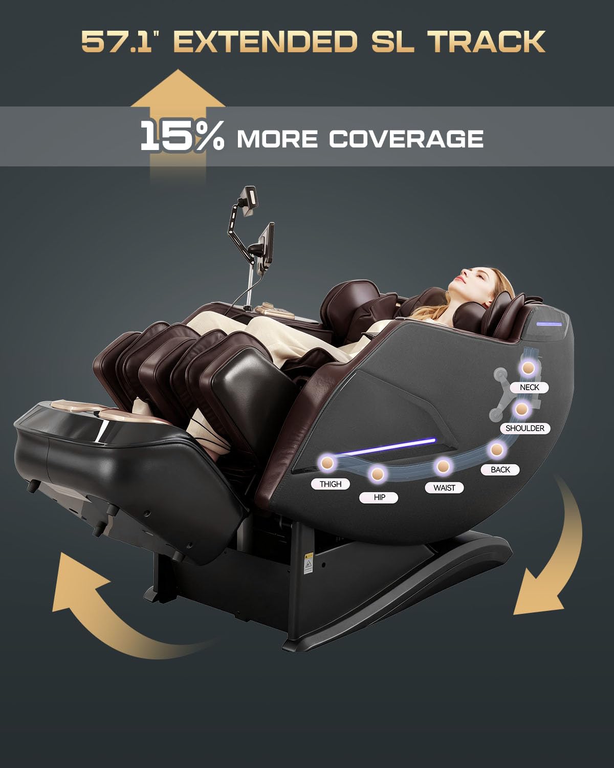 4D Massage Chairs Full Body,Zero Gravity SL-Track Shiatsu Massage Chair Recliner,Core Heating,20 Massage Techniques,Deep Yoga Stretch,Foot Rollers, Ai Voice,Touch Screen,Wireless Charging