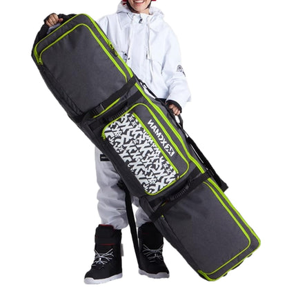 Padded Snowboard Bag with Wheels, Heavy-Duty Wheeled-Ski Travel Bag, Storage Ski Board Boots, Helmet, Jacket for Flying Air Travel, 65 Inch (Extendable to 80.7 Inch),Light Green