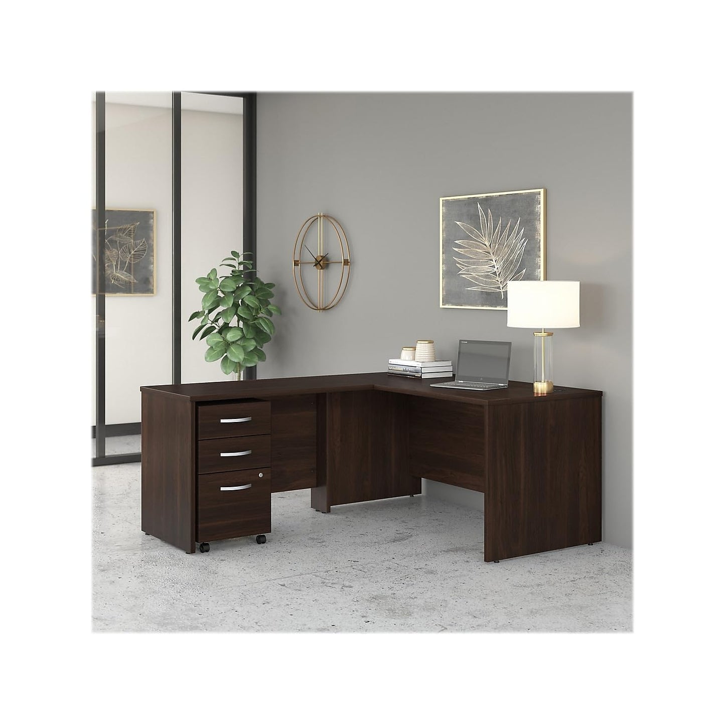 Bush Business Furniture Studio C 60W x 30D Office Desk in Black Walnut, Computer Table for Home or Professional Workspace