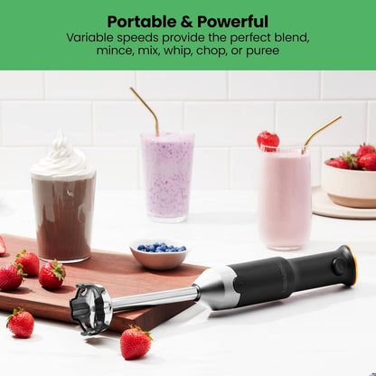 Chefman Cordless Power Portable Immersion Blender, Ice Crushing Power with One-Touch Speed Control, USB Charging,