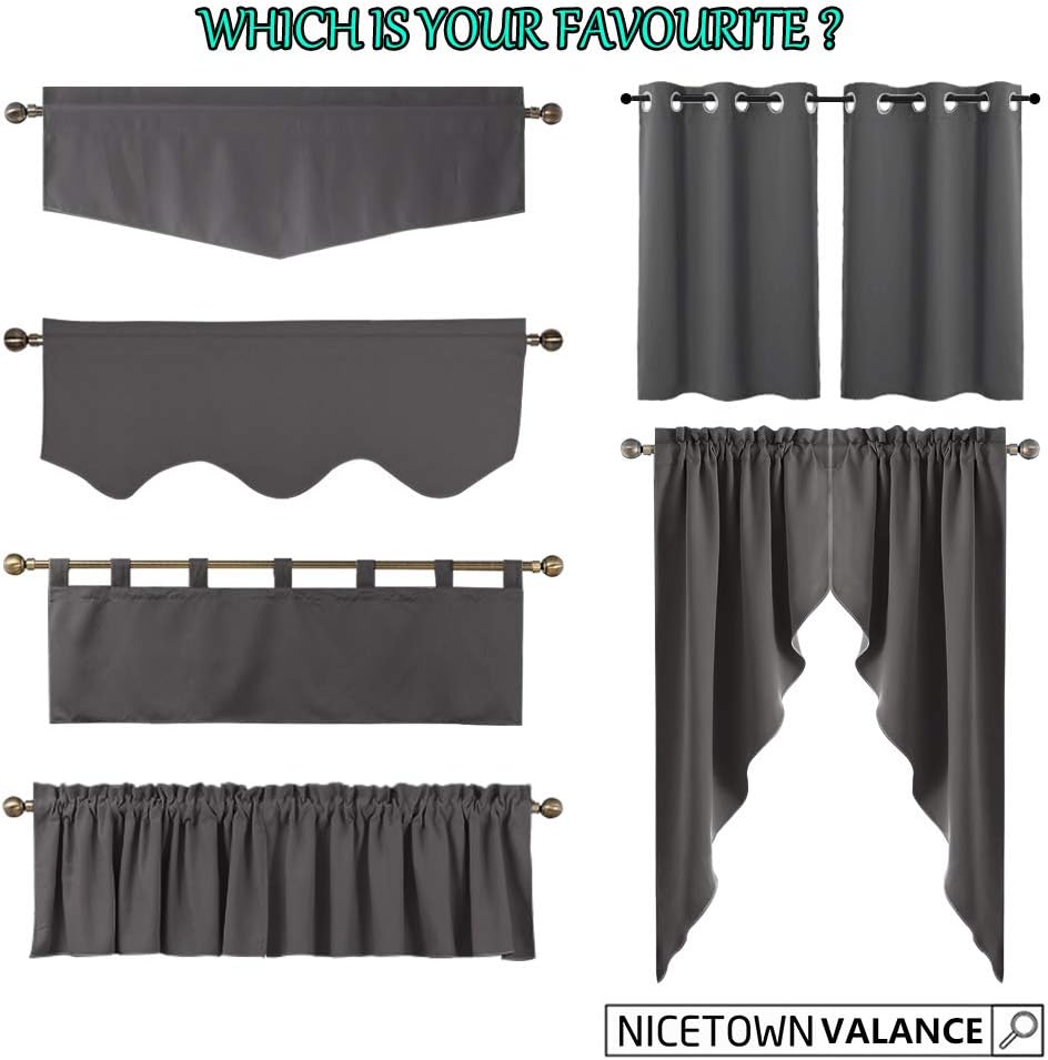 NICETOWN Blackout Curtain Valance Tier, 52 inches by 18 inches, Navy Blue, 1 Piece
