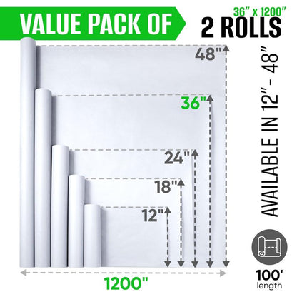 Paclord 36" x 100' Made in USA White Butcher Paper Roll (Value Pack of 2) - Food-Grade, Breathable Butcher Paper - Perfect for BBQ, Smoking Meat, and Wrapping Brisket