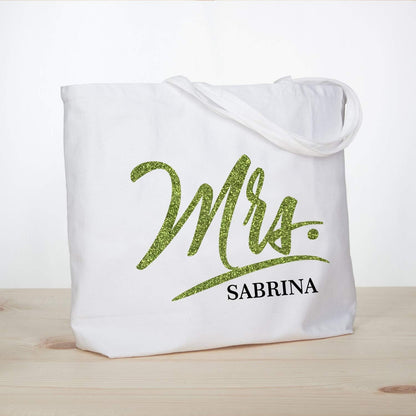 ELEGANTPARK Mrs Bag Personalized Gifts for Wedding Bachelorette Bridal Shower Engagement Party Monogrammed Tote Bags